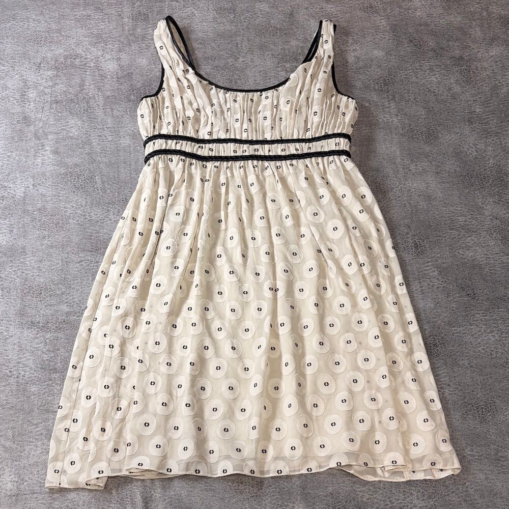 Cream Dotted Mesh Scoop Dress
